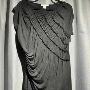 August Silk Black Stretch Gathered Top